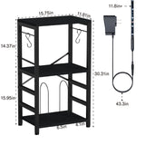 YAKANJ End Table with LED Light,Record Player Stand with Albums Storage,Vinyl Records Storage,Turntable Stand Side Table for Music Room Studio Living Room Bedroom-Modern Black YAKANJ