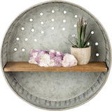 Primitives by Kathy Distressed Wall Shelf, 12.5 in Diameter, Metal and Wood Primitives by Kathy