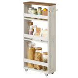 VASAGLE 4-Tier Slide-Out Storage Cart, Slim Kitchen Cart for Small Spaces, with Wheels, Handle, Bathroom, Laundry Room, 5.9 x 17 x 34.1 Inches, Rustic White and Honey Brown ULRC050K01 VASAGLE
