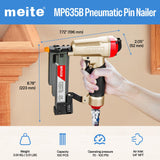 meite MP635B Pin Nailer, Pneumatic 23 Gauge Pin Nailer, Air Micro Pin Nail Gun, Fits 1/2" to 1-3/8" 23 Gauge Pin Nails, Ideal for Paneling, Small Trim, Fine Molding, and Craft Work meite