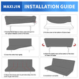 MAXIJIN Velvet Futon Cover Stretch Futon Slip Cover Full Size Futon Mattress Cover Armless Sofa Bed Plush Futon Couch Cover with Elastic Bottom (Futon, White) MAXIJIN