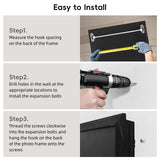 Dononr Hidden Gun Storage, Hidden Gun Safe for Pistols with Magnetic, Wooden Picture Frames for Handgun, Hidden Storage Gun Safe Home Furniture, Concealment Furniture Picture Frame Box, Black Dononr