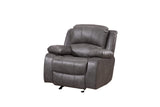 Betsy Furniture 3PC Bonded Leather Reclining Sofa Chair Set Living Room Set Sofa Loveseat Glider Chair 8018 Multiple Colors (Gray) Betsy Furniture