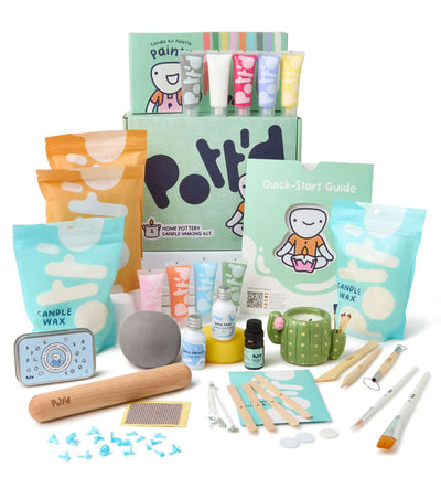 Pott’d Home Pottery Candle Making Kit, DIY Candle Making Kit for Adults. Make Your Own Candles with Air-Dry Clay, Wax, Wicks, Tools, Fragrance Oil & Easy-to-Follow Guide