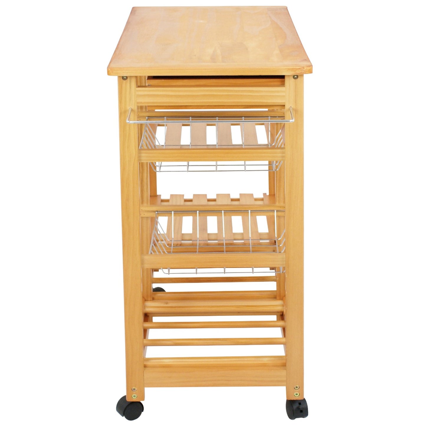 ZENY 4-Tier Stylish Wooden Kitchen Storage Cart with Drawers & Baskets - WoodArtSupply