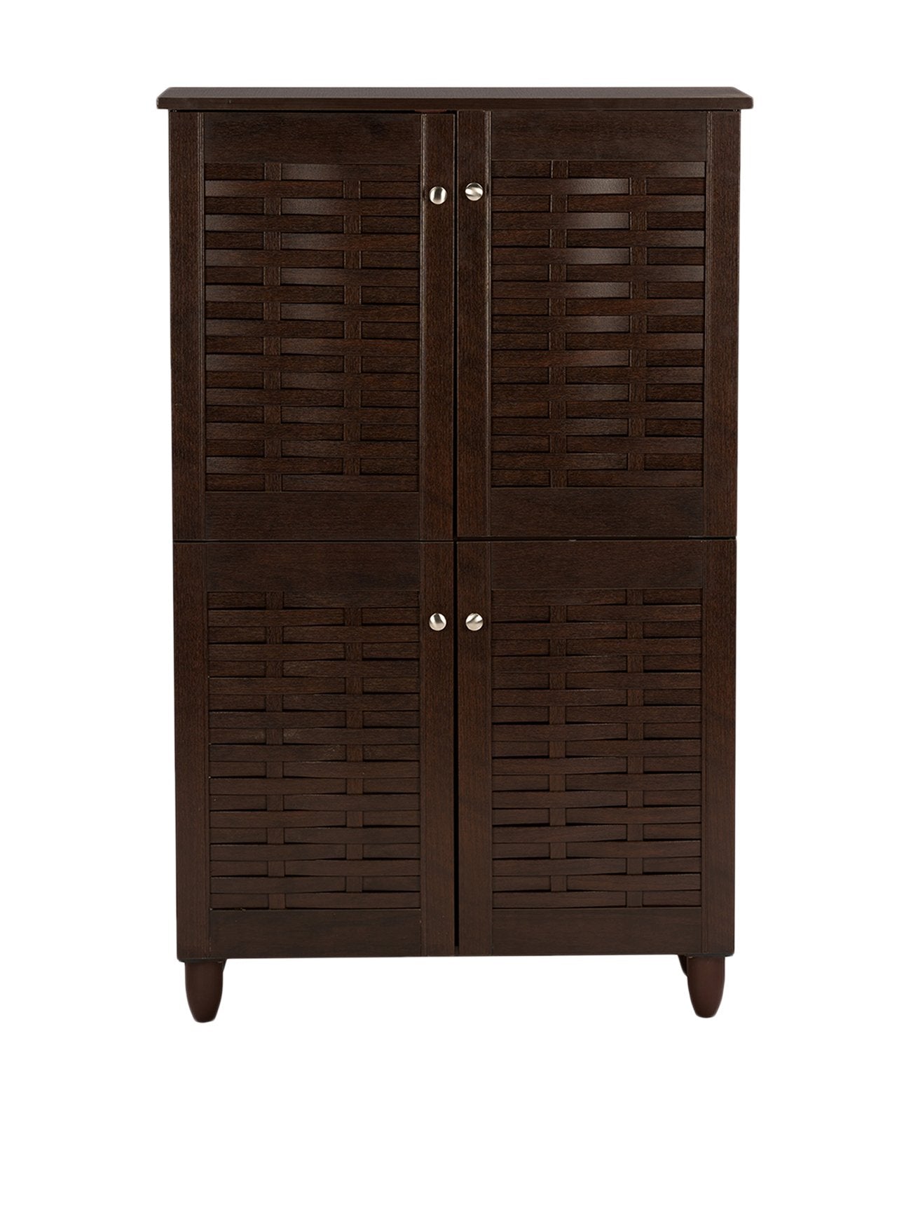 Wholesale Interiors Baxton Studio Winda Modern and Contemporary 4-Door Dark Brown Wooden Entryway Shoes Storage Cabinet - WoodArtSupply