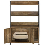 GDLF Large Hidden Cat Litter Box Enclosure Furniture with Shelf Wood Sturdy Cat Washroom Storage with Scratch, Light Brown GDLF