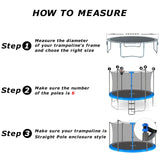 14FT Trampoline Replacement Safety Enclosure Net for 6 Straight Poles Round Frame Trampolines, Breathable and Weather-Resistant Trampoline Net with Adjustable Straps (Net Only) Blue Zoomster