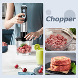 FRESKO Immersion Blender Handheld, 4-in-1 Stainless Steel Hand Stick Blender Electric with 12-Speeds & Turbo Mode, Powerful 500W Emulsion Blender with Beaker, Chopper & Whisk for Smoothies, Soup FRESKO