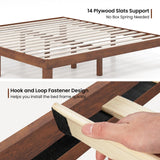 KOMFOTT 14-Inch Solid Rubber Wood King Size Platform Bed Frame - Brown Cherry KOMFOTT