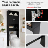 Tydaris Over The Toilet Storage Cabinet – Wood Bathroom Shelf Above Toilet with Double Doors, Bathroom Storage Cabinet Organizer, Black Tydaris