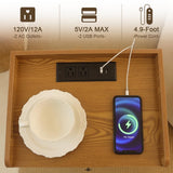 AWASEN Mid Century Nightstand with Charging Station, Modern Bedside Table with Glass Decorative Drawer, Small End Table Side Table with 2 Tiers Storage for Bedroom, Office and Small Space(Brown) AWASEN