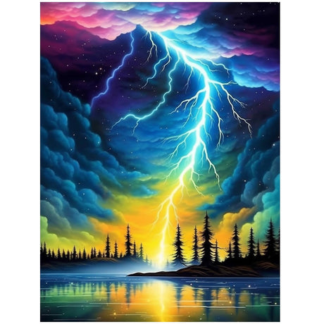 Lightning Diamond Art Kits for Adults,Colorful Lightning Sky Diamond Painting Kit for Beginner,DIY Full Round Drills Landscape Paint with Diamonds Gem Art for Wall Decor12x16 inches DIYDECORFUN