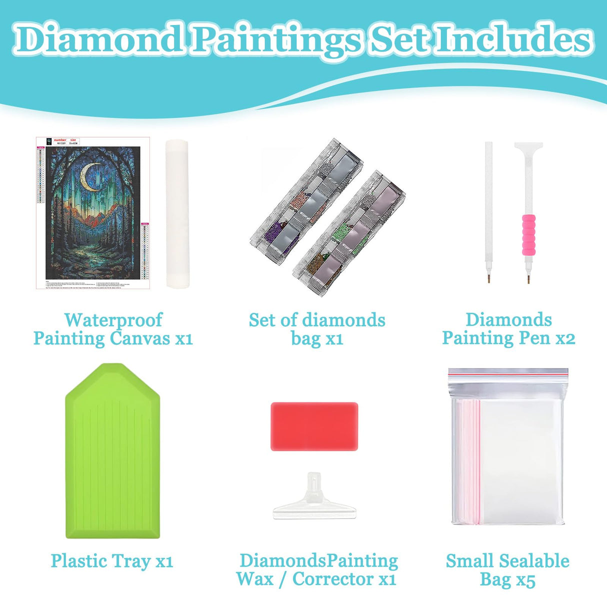 MAXBYE Diamond Paintings of Enchanted Forest, Diamond Art Kits for Adults, 5D Moonlight Forest Diamond Art Kits, Diamond Paintings for Home Décor Items, Extra 30% Diamonds, 12x16in MAXBYE