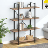 HSH Industrial 4-Tier Rustic Oak Bookshelf: Modern Metal & Wood Etagere for Versatile Home Storage HSH