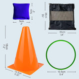 unanscre 31PCS 3 in 1 Carnival Outdoor Games Combo Set for Kids, Soft Plastic Cones Bean Bags Ring Toss Game, Gift for Birthday Party/Xmas unanscre