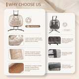 NICESOUL Oversized 2 Person Double Egg Chair Indoor Outdoor, Wide Large Swing Chair with Stand, All-Weather Patio Hanging Egg Hammock Seating, 700lbs Sturdy Porch Swings for Backyard, Cream with Cover NICESOUL