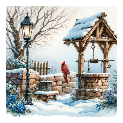 SJUTOUCI Diamond Painting Kits for Adults, Winter Diamond Art Kits for Beginners, 5D DIY Diamond Bead Dot Art, Full Drill Gem Craft Home Decor 12x12 inch, Snowscape