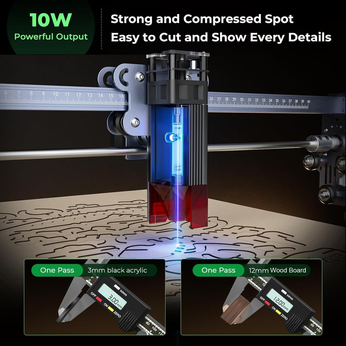 10w Laser Engraver with Air Assist, Laser Engraving Machine with Rotary Roller, High Precision Laser Cutter and Engraver for Wood, Metal, Acrylic, Cylindrical Objects, Tumblers CREALITY FALCON