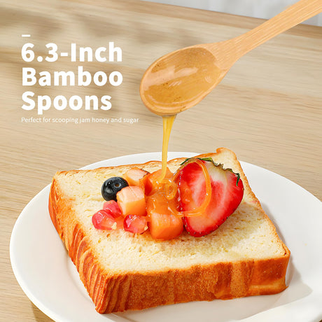 6.3 Inch Bamboo Spoons, Small Wooden Eating Spoons, Tiny Wood Honey Teaspoon for Coffee and Tea, Little Wooden Spoons For Daily Use (3 PCS) aerzip