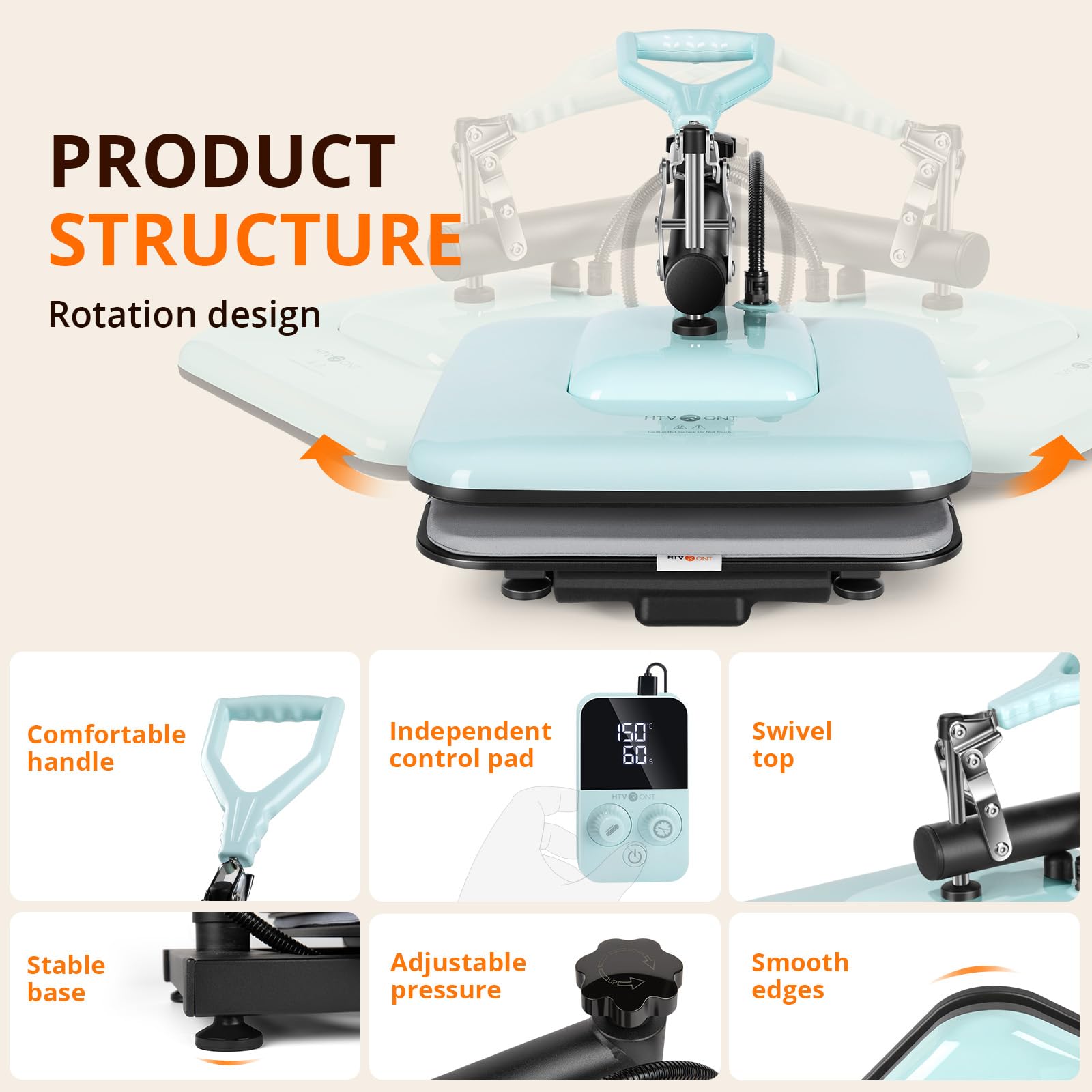 HTVRONT Heat Press Machine for T Shirts - 15x15 Swing Away Shirt Press Machine - Professiona Heat Press for Sublimation, Vinyl, Heat Transfer Projects, Heats Up Fast & Distribute Heat Evenly  - WoodArtSupply