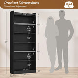 Yaheetech 7-Tier Open Bookcase and Bookshelf, Modern Simple Floor Standing Display Storage Shelves with Top Open Compartment for Home Office, Living Room, Bed Room - Black Yaheetech