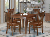 East West Furniture OXGR5-MAH-W Oxford 5 Piece Kitchen Set for 4 Includes a Square Dining Room Table and 4 Solid Wood Seat Chairs, 36x36 Inch East West Furniture