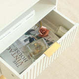 White Nightstand with Charging Station, Mid Century Modern Nightstand with Liner Drawer and Solid Wood Legs, Small Bedside Table End Table for Bedroom with 2-Tier Storage, White MaxSmeo