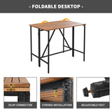 5-Piece VilroCaz Outdoor Acacia Wood & Wicker Counter Height Dining Set with Cushioned Stools VilroCaz