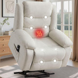 Korser Oversized Power Lift Recliner for Elderly, Electric Recliner Chairs with Massage and Heat, Extra Wide Recliner with Side Pockets, Reclining Chair for Living Room (Cashmere, Beige) Korser