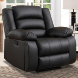 EBELLO Faux Leather Manual Recliner Chair, Single Reclining Sofa Chair Couch with 2 Concealed Cup Holders, Overstuffed Armrest Backrest for Living Room, Bedroom, Meeting Room, Black EBELLO