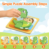FunMission Puzzles, 8Pcs Animals Jigsaw Puzzles Toddler Toys, Brain Teaser Puzzles Montessori Toys, Wooden Puzzle Games, Educational Puzzles STEM Toys for 3+ Year Old Kids, for Kids FunMission