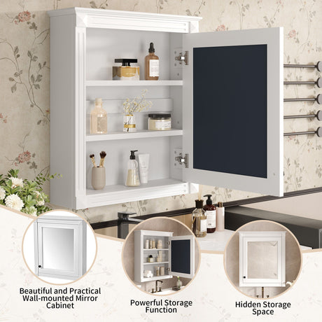 Wall Mounted Bathroom Storage Cabinet With Mirror, Medicine Cabinet With Height Adjustable Shelf HouseOfZazla
