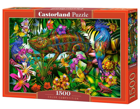 CASTORLAND 1500 Piece Jigsaw Puzzles, Color Competition, Chameleon, Animal Puzzles, Colorful Flowers, Adult Puzzle, Castorland C-152162-2 Castorland