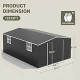 Polar Aurora 12x18 FT Outdoor Storage Shed, Garden Shed with Updated Frame Structure and Lockable Doors, Metal Tool Sheds for Backyard Garden Patio Lawn,Black Polar Aurora