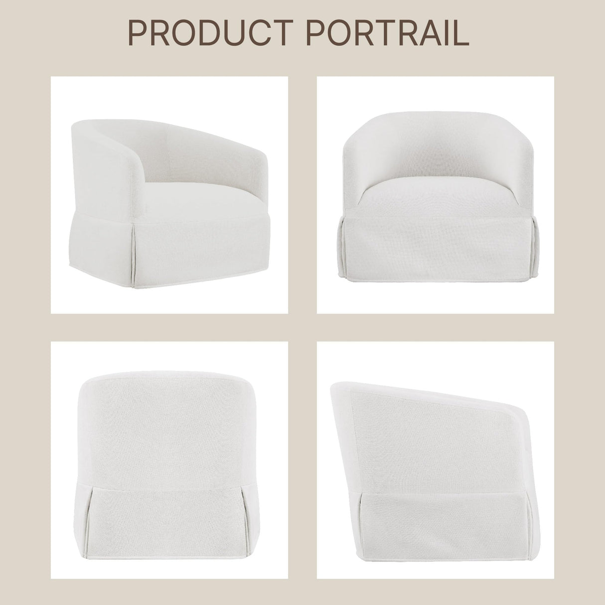 KISLOT Swivel Accent Chair, 360 Degree Linen Fabric Armchair Modern Barrel Chairs Armchair for Living Room Bedroom Home and Office,Cream White KISLOT