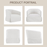 KISLOT Swivel Accent Chair, 360 Degree Linen Fabric Armchair Modern Barrel Chairs Armchair for Living Room Bedroom Home and Office,Cream White KISLOT