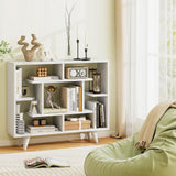 Tangkula Geometric Bookshelf, 3 Tier Modern Freestanding Open Bookcase with Anti-Tipping Devices & Legs, Home Office Decorative Storage Organizer Display Shelf for Living Room Study (White) Tangkula