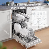 Midea MDF18A1AST Built-in Dishwasher with 8 Place Settings, 6 Washing Programs, Stainless Steel Tub, Heated Dry, Energy Star Midea