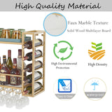 GOLASON Wall Mounted Wine Rack with Glass Holder, Metal Bottle Holder Wine Storage Display Shelf for Home Bar Dining Room Kitchen (31.5 Inch, Gold) GOLASON