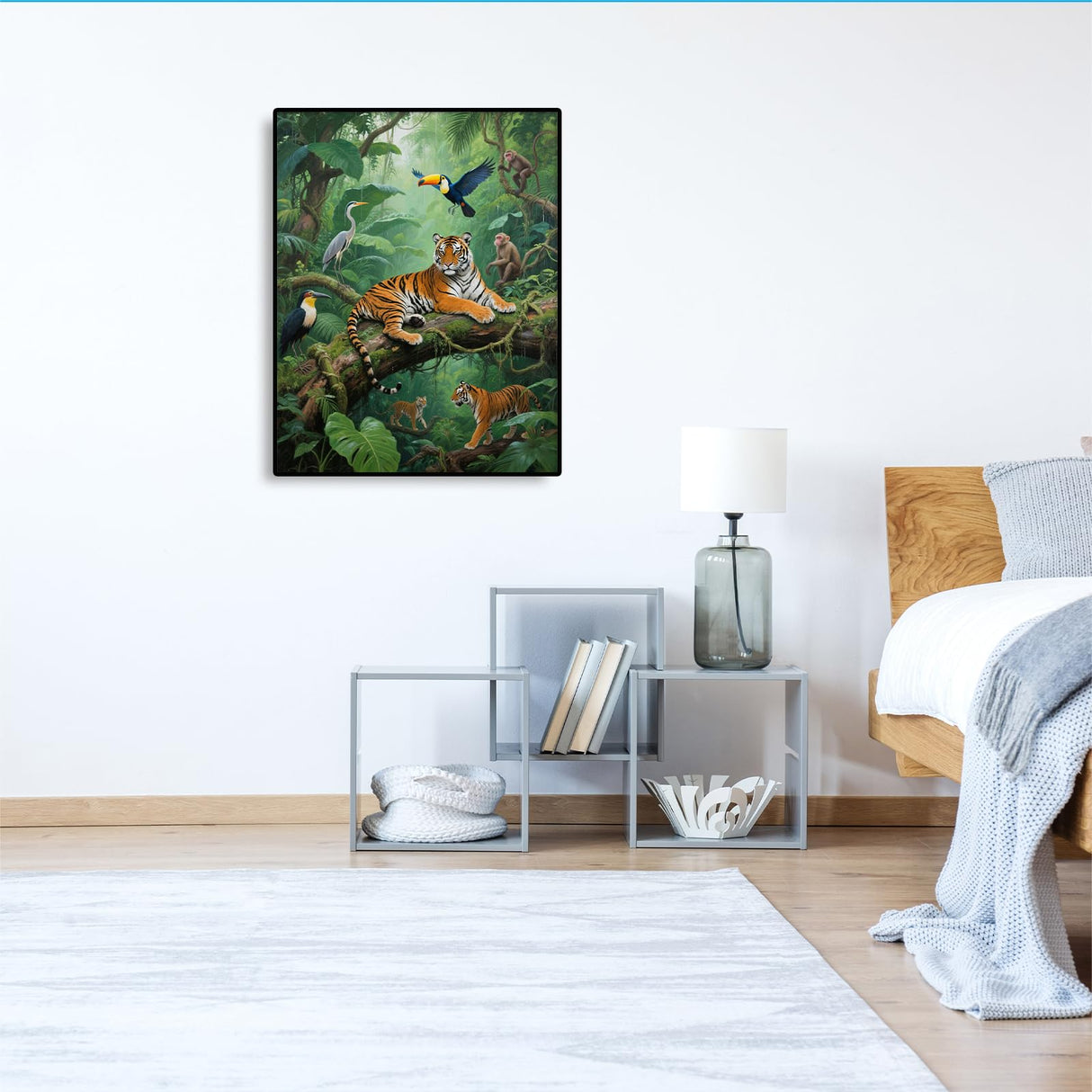 JISHSHAY Animal Jungle Diamond Painting Round Drill Diamond Art Round Beads Gem Art Gem Painting Mosaic Kits for Adults Embroidery Kit Jigsaw Puzzles Paint by Numbers Wall Decor 40×50cm/15.75×19.69in JISHSHAY