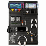 Keepo Pegboard Combination Kit, Pegboards and Accessories Modular Hanging for Gaming Setup, Gaming Station Peg Board, Gaming Organizer, Wall Game Controller Holder, Headset Stand (Black, 33″×22″) Keepo