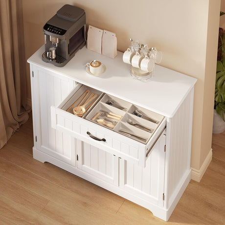 Gizoon Kitchen Sideboard Buffet Cabinet with Storage Small Coffee Bar Cabinet with Drawer, Kitchen Pantry Storage Cabinet with Door and Shelves for Bathroom and Living Room Gizoon