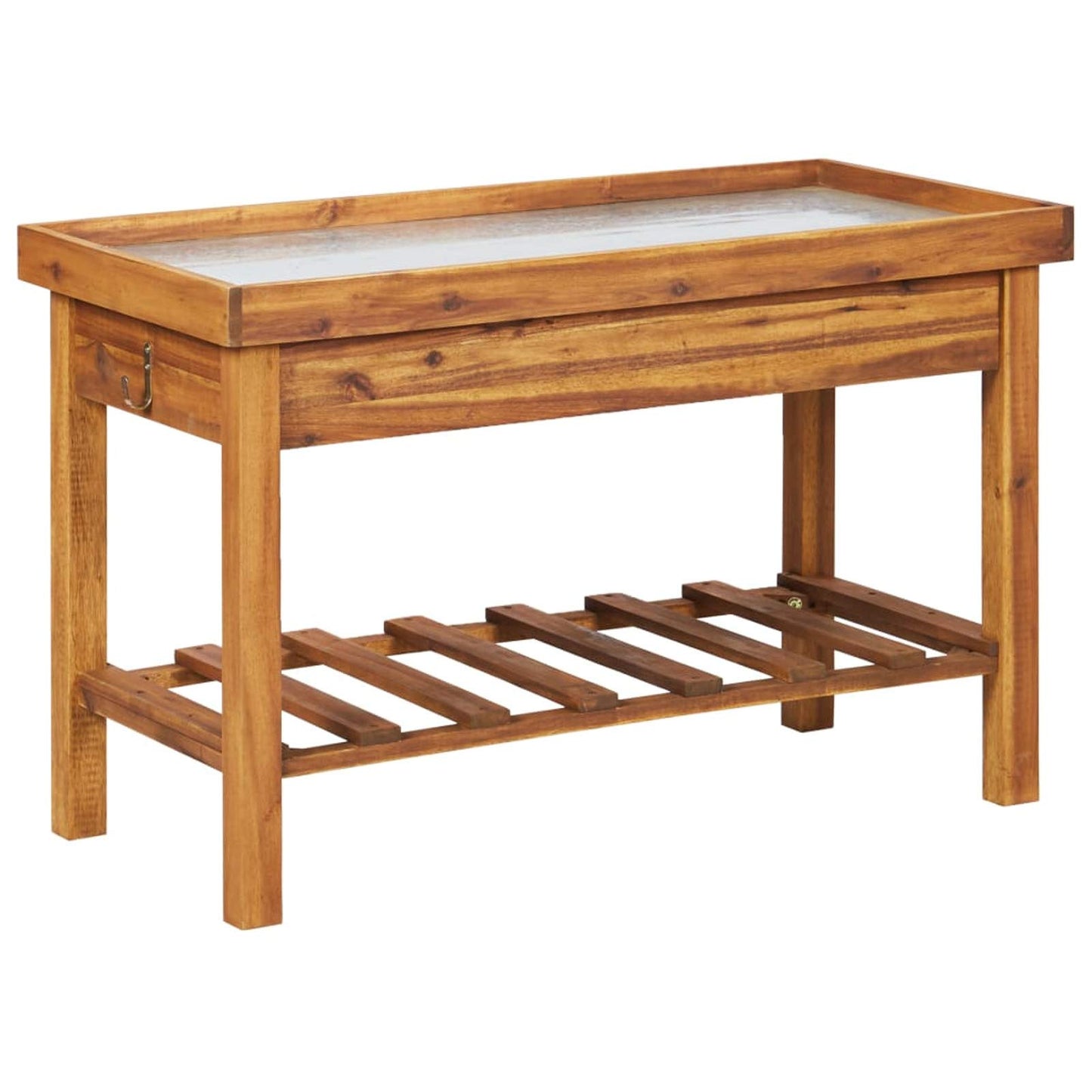 Keketa Garden Work Bench with Zinc Top Solid Acacia Wood for Patio,Bistro,Bar - WoodArtSupply