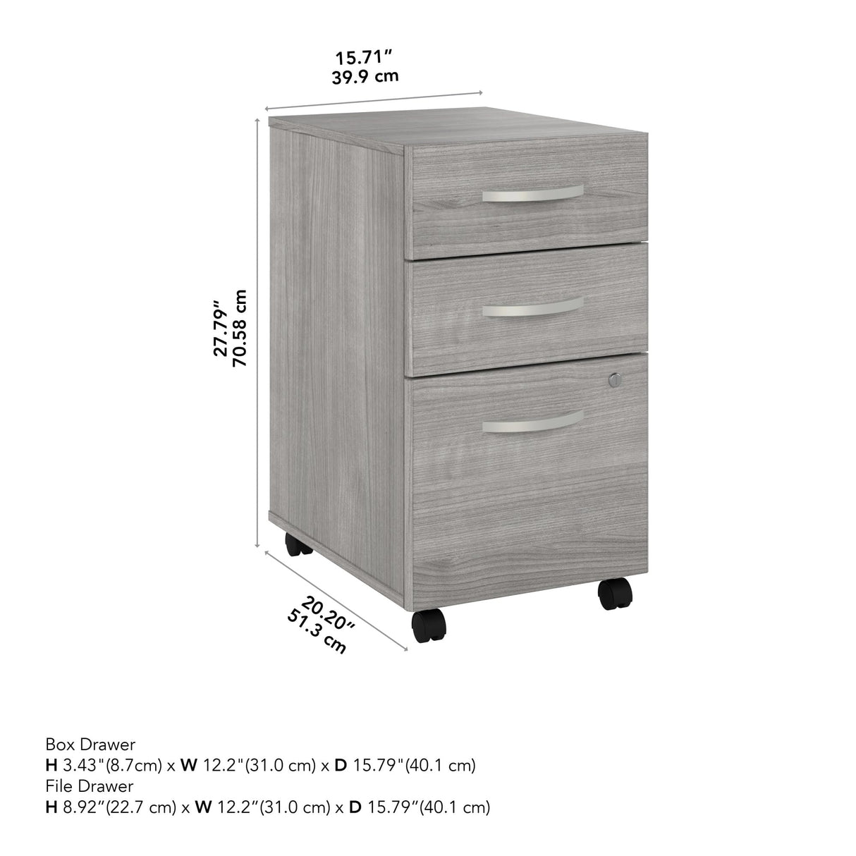 Bush SCF216PGSU 3-Drawer Vertical File Cabinet Locking Letter/Legal Platinum Gray 20-Inch D Bush Business Furniture