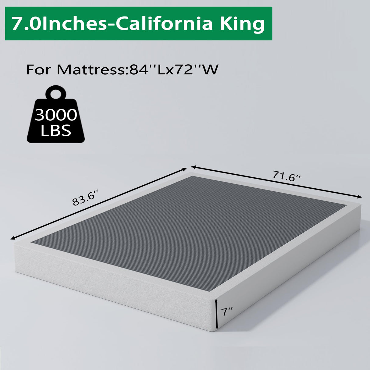 ALDRICH 7 Inch California King Box Spring Bed Base, 3000 lbs Heavy Duty Metal Frame Mattress Foundation with Cover, Easy Assembly ALDRICH