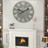 ARTPOWER Large Farmhouse Wall Clock, 35.5” Shiplap Wall Clock with Roman Numeral, Nearly Non-Ticking, Round Wall Clocks for Living Room Decor, Office, Bedroom, Entrance, Sage Green ARTPOWER