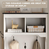 Maupvit Farmhouse Narrow Coat Rack with Shoe Storage, 6 Shoe Cubbies & 5 Coat Hooks, Entryway Furniture with Hall Tree, Ideal for hallways, living rooms and Mudrooms. Maupvit