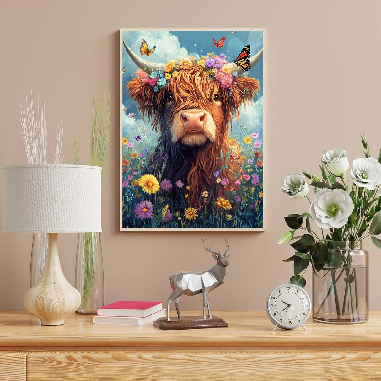Highland Cow Paint by Numbers Kit for Adults,Cow Painting by Numbers,DIY Acrylic Paint Kit for Adults Without Frame,Easy Adult Paint by Number Kits on Canvas for Decor 16x20inch Canrichshop
