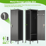 SUPEER 1 Door Metal Storage Lockers with Handle and Hanging Rod,Metal Locker for Employees with Pegboard and Hooks for Home,Office,Gym, School, Garage,Assembly Required,Black SUPEER